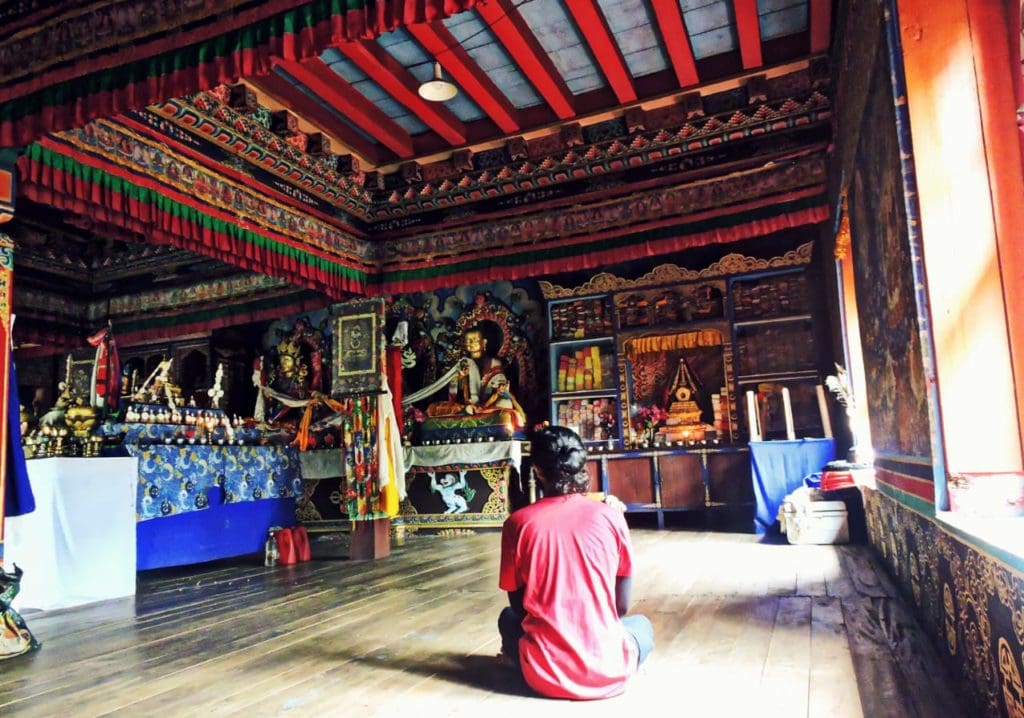 Inside the buddhist temple in Arunachal